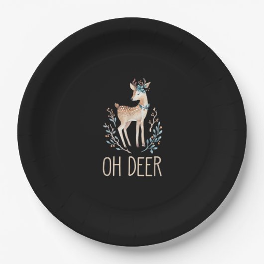 Beautiful Funny Deer Oh Deer Modern Design  ペーパープレート (正面)