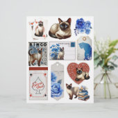 Beautiful Fussy Cuts with Siamese Cat & Blue Roses (スタンド正面)