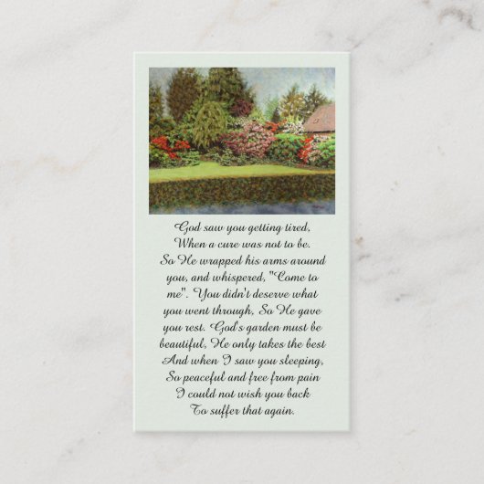 Beautiful Garden Scene Purple Red Blue Green 名刺 (正面)