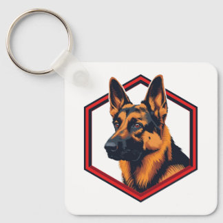 Beautiful German Shepard In A Six Sided Frame キーホルダー