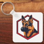 Beautiful German Shepard In A Six Sided Frame キーホルダー (正面)