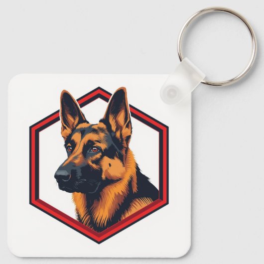 Beautiful German Shepard In A Six Sided Frame キーホルダー (裏面)