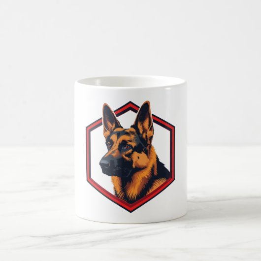 Beautiful German Shepard In A Six Sided Frame コーヒーマグカップ (中央)