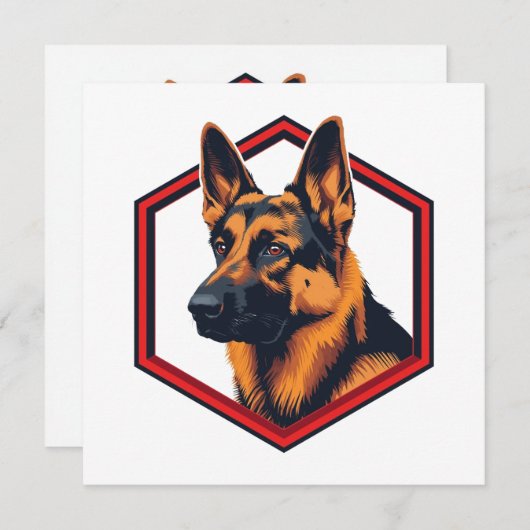 Beautiful German Shepard In A Six Sided Frame 招待状 (正面/裏面)