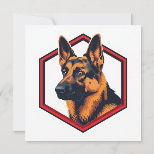 Beautiful German Shepard In A Six Sided Frame 招待状 (裏面)