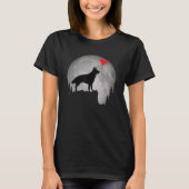Beautiful German Shepherd Dog Silhouette Moon Shep Tシャツ (正面)