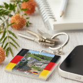 Beautiful German village Monschau in summer travel キーホルダー (正面右)