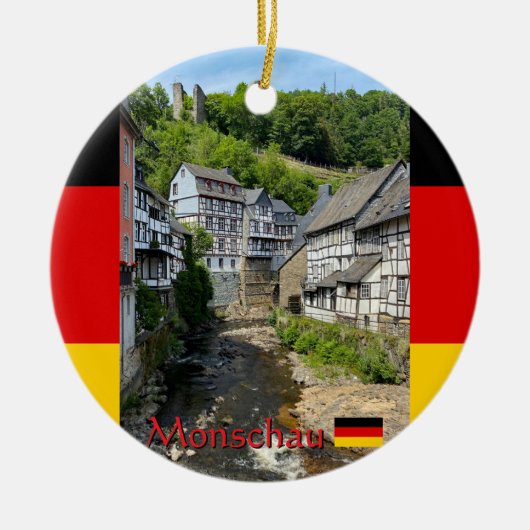 Beautiful German village Monschau in summer travel セラミックオーナメント (正面)
