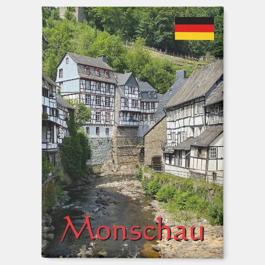 Beautiful German village Monschau in summer travel マグネット (正面)