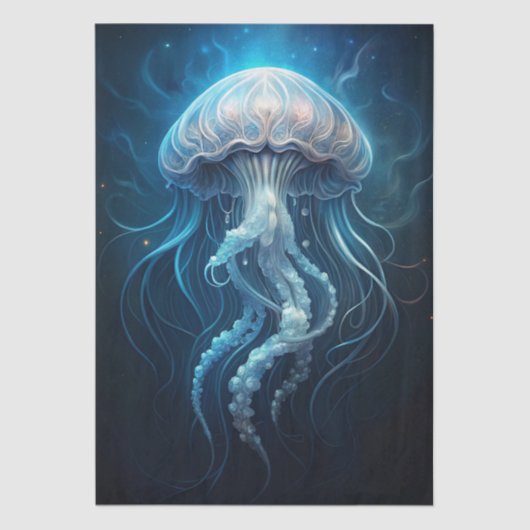 Beautiful Giant Blue Ocean Jelly Fish Decoupage 薄葉紙 (正面)