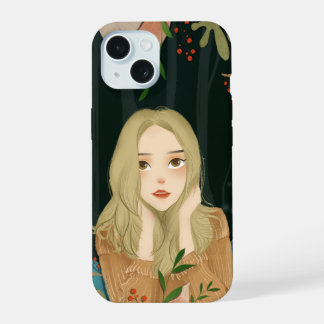 Beautiful Girl Illustration Phone Case iPhone 15ケース