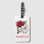 Beautiful Girl Rose Tote Bag ラゲッジタグ (正面縦)