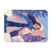 Beautiful Girl Walking on Winter Street マグネット (横)