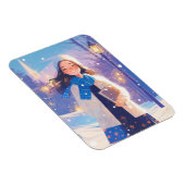 Beautiful Girl Walking on Winter Street マグネット (右側)