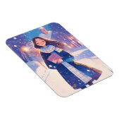 Beautiful Girl Walking on Winter Street マグネット (右側)