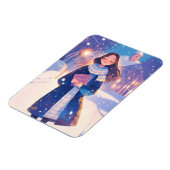 Beautiful Girl Walking on Winter Street マグネット (左側)