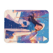 Beautiful Girl Walking on Winter Street マグネット (横)