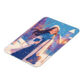 Beautiful Girl Walking on Winter Street マグネット (左側)