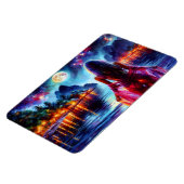 Beautiful girl watching glowing night water マグネット (左側)