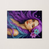 Beautiful Girl with pastel hair, night background ジグソーパズル (横)