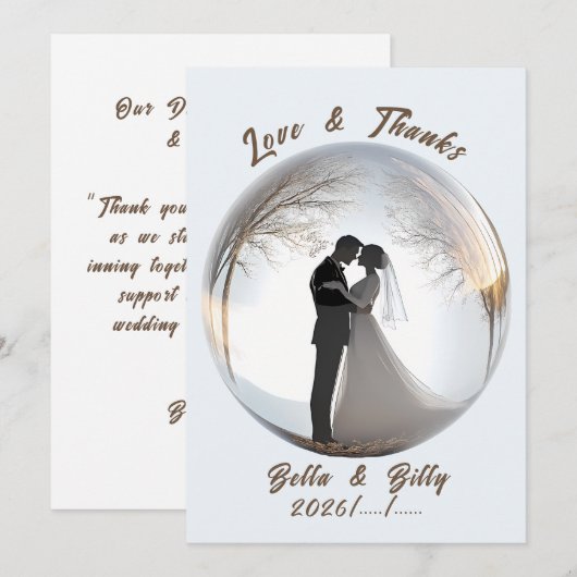 Beautiful Glass Globe Wedding サンキューカード (正面/裏面)