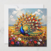 Beautiful Gold and Blue Peacock Blank カード (正面)