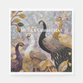 Beautiful Gold White Peacocks Christmas スタンダードランチョンナプキン (正面)