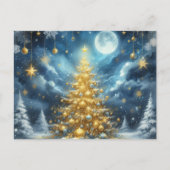 Beautiful golden Christmas tree blue ポストカード (正面)