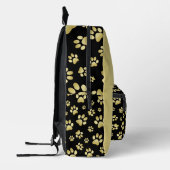 Beautiful Golden Paws Prints on Black Background  プリントバックパック (左)