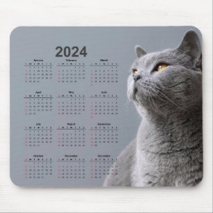 Beautiful Gray Cat 2024カレンダーマウスパッド マウスパッド