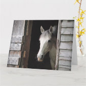 Beautiful Gray Mare Horse Rustic Ranch カード (黄色い花)