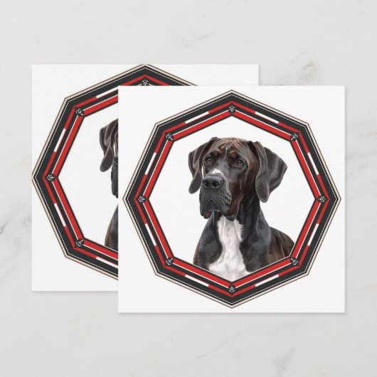 Beautiful Great Dane In A Frame 招待状 (正面/裏面)