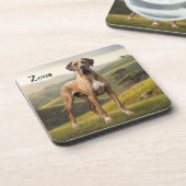 Beautiful Great Dane Personalized Coaster Set コースター (左側)