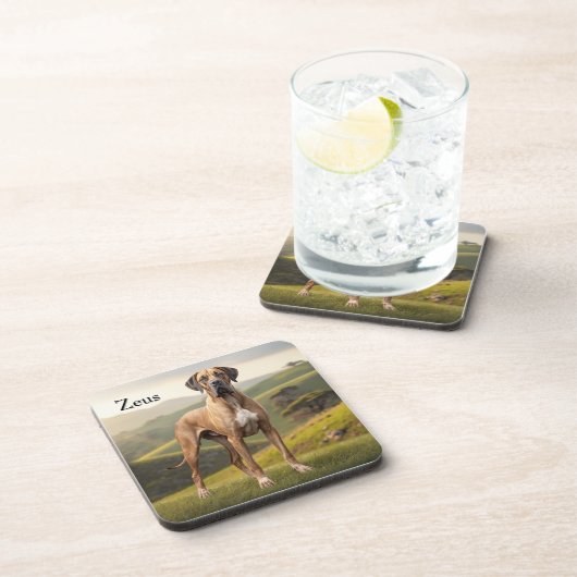 Beautiful Great Dane Personalized Coaster Set コースター (右側)