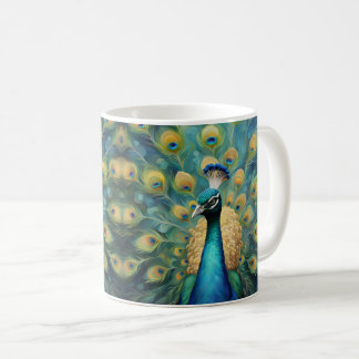 Beautiful Green and blue Peacock コーヒーマグカップ