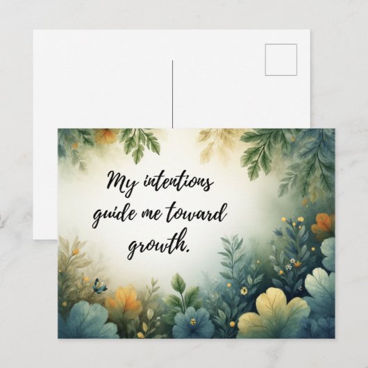 Beautiful Green Botanical Self-Growth Affirmation ポストカード (正面/裏面)