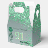 Beautiful Green Glitter Ribbon 21st Birthday フェイバーボックス (オープン)