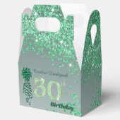 Beautiful Green Glitter Ribbon 30th Birthday フェイバーボックス (オープン)