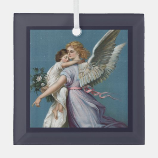 Beautiful Guardian Angel Painting ガラスオーナメント (正面)
