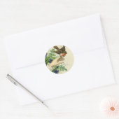 Beautiful hand with a bird and flowers ラウンドシール (封筒)