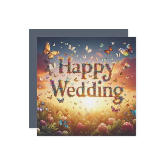Beautiful Happy 結婚's Greeting Card カード (正面/裏面インサイチュ)