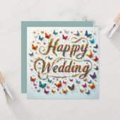 Beautiful Happy 結婚's Greeting Card カード (正面/裏面インサイチュ)