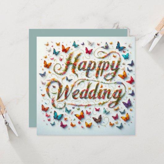 Beautiful Happy 結婚's Greeting Card カード (正面/裏面インサイチュ)
