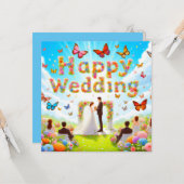 Beautiful Happy 結婚's Greeting Card カード (正面/裏面インサイチュ)
