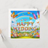 Beautiful Happy 結婚's Greeting Card カード (正面/裏面インサイチュ)