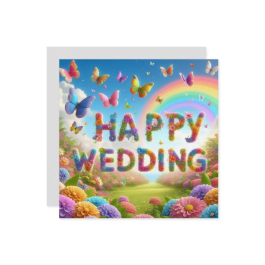 Beautiful Happy 結婚's Greeting Card カード (正面/裏面インサイチュ)