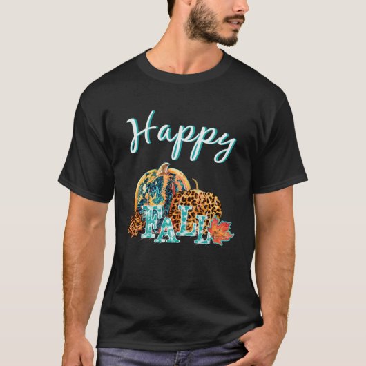 Beautiful Happy Fall  Happy Fall Cheetah Pumpkin Tシャツ (正面)