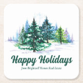 Beautiful Happy Holidays Custom Christmas Party スクエアペーパーコースター (正面)