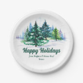Beautiful Happy Holidays Custom Christmas Party ペーパープレート (正面)