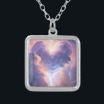 Beautiful heart of clouds and lightning. AI  シルバープレートネックレス<br><div class="desc">Very beautiful image with a heart of lightning and clouds. Perfect design for generative content.</div>